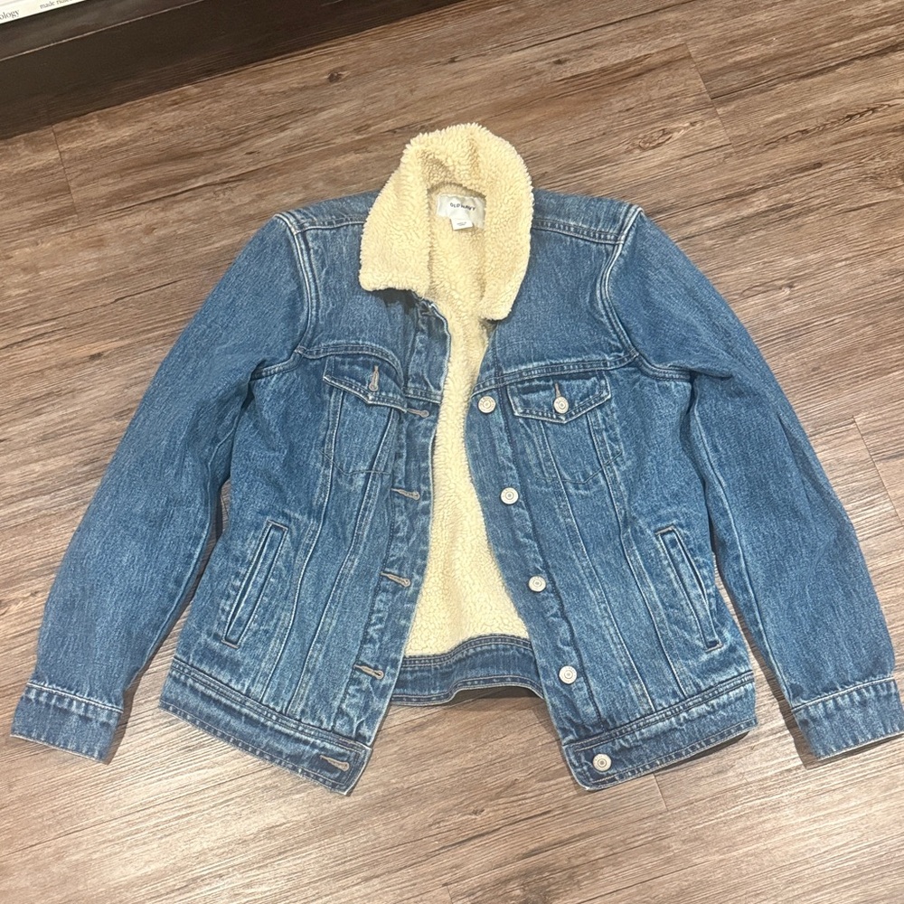 Old Navy Blue Jean Jacket with Cream Lining